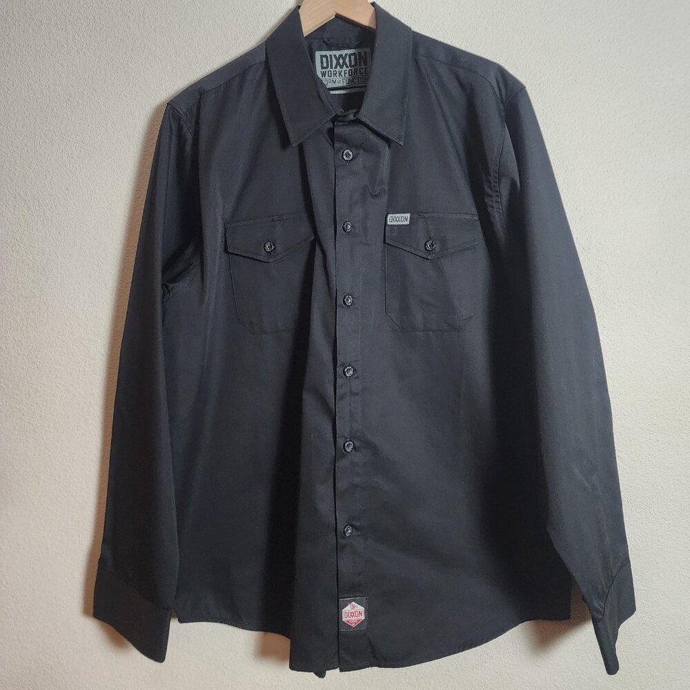 Dixxon Workforce Shirt Mens XL Black D-Tech Workwear Button Down Long Sleeve